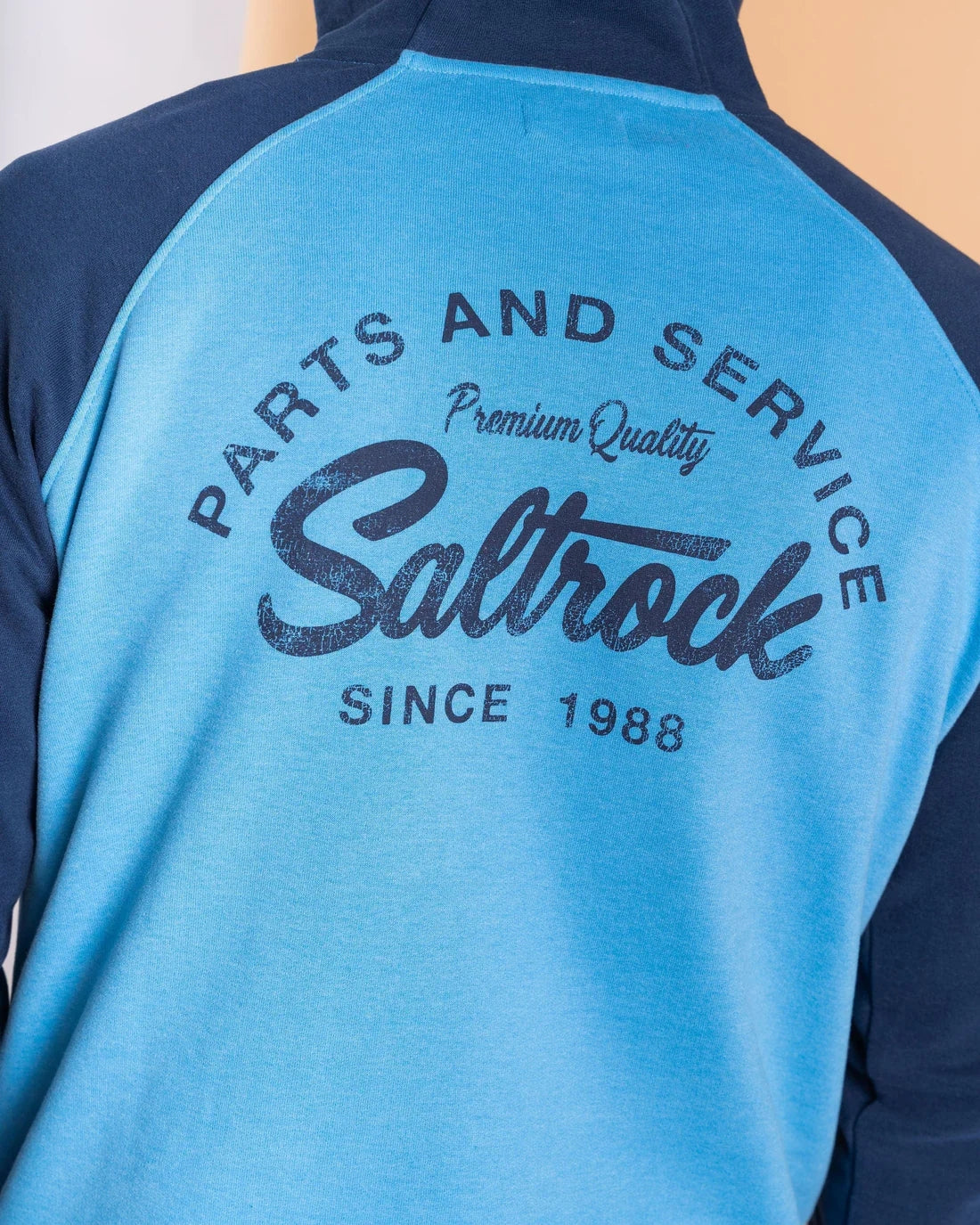 Saltrock Mens Strike Logo Raglan Pop Hoodie - Blue