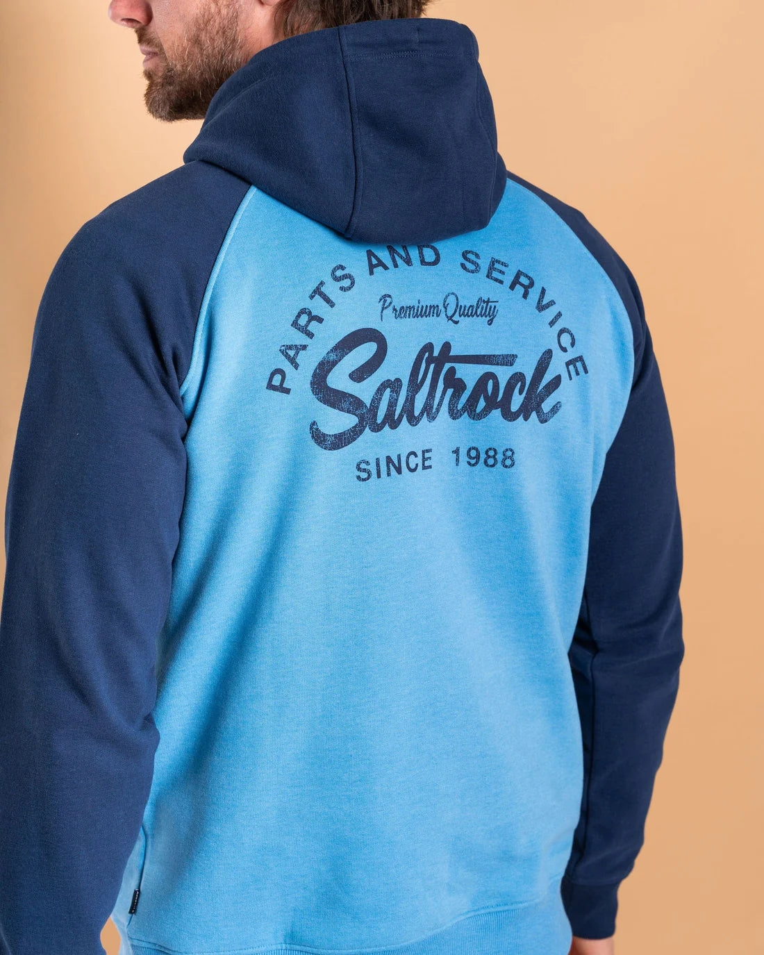 Saltrock Mens Strike Logo Raglan Pop Hoodie - Blue
