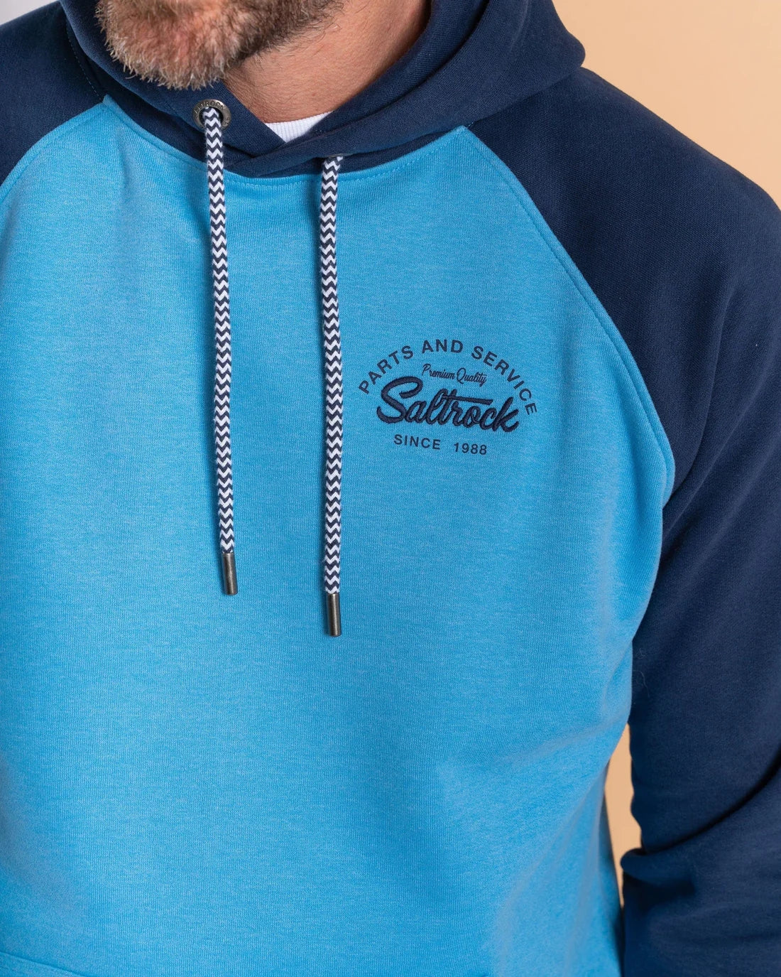Saltrock Mens Strike Logo Raglan Pop Hoodie - Blue