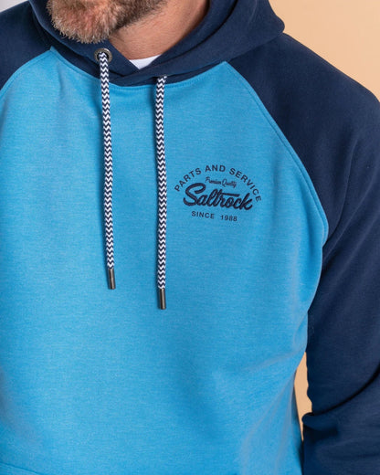 Saltrock Mens Strike Logo Raglan Pop Hoodie - Blue