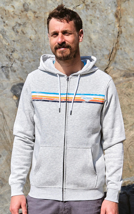 Saltrock Mens Taped Stripe Zip Hoodie - Grey