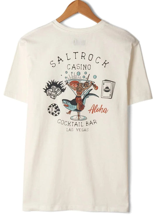 Saltrock men's short sleeve Vegas Cocktail print t-shirt in White.