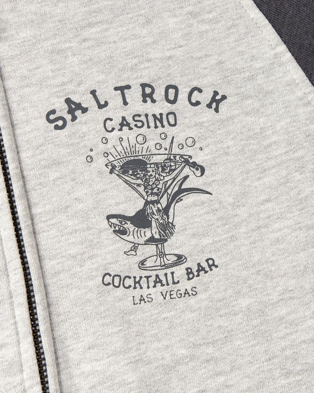 Saltrock men's printed Vegas Cocktail grey zip through hoodie.