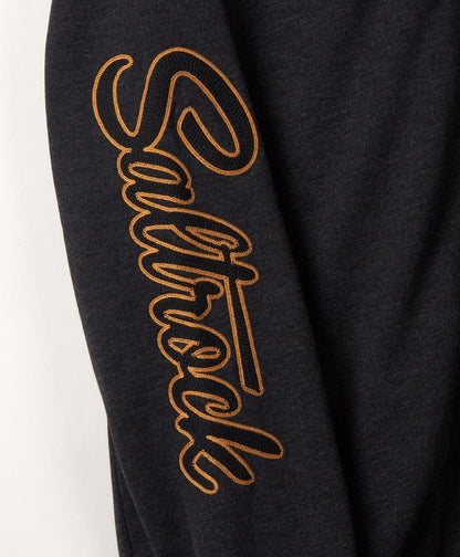 Men's Saltrock Vegas Script faux fur lined dark grey hoodie with embroidered sleeve logo.