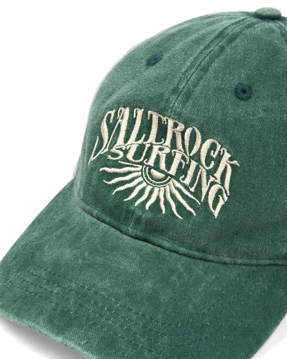 Adults Sunburst cap from Saltrock in washed look Green with embroidered sunburst logo.