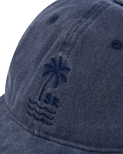 Adults Palm cap from Saltrock in washed look Dark Blue with embroidered palm tree logo.