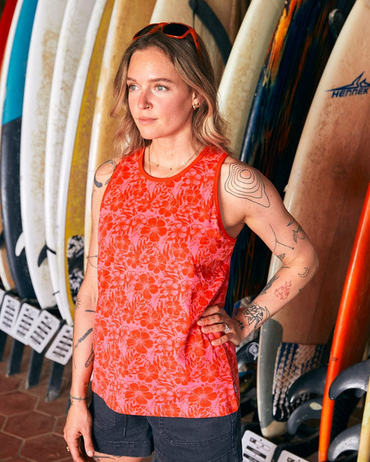Saltrock Womens Hibiscus Print Vest - Red