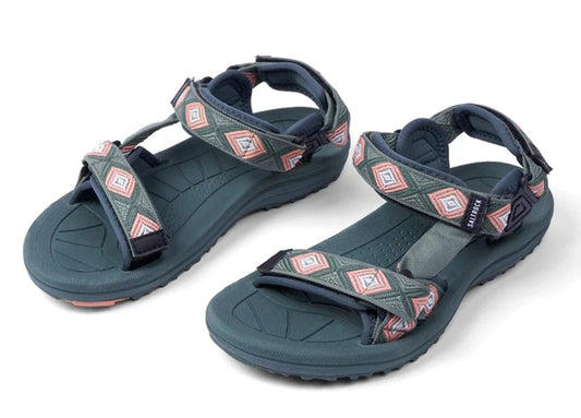 Saltrock women's Trail adjustable strap sandals in green and peach.