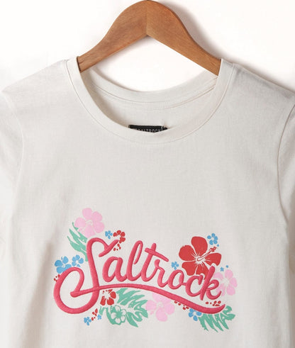 Women's Saltrock Tropic short sleeve tee in White, with printed and embroidered logo on the chest.