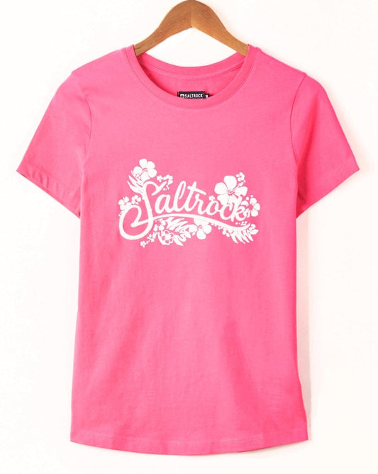Saltrock women's Tropic floral logo print short sleeve t-shirt in Pink