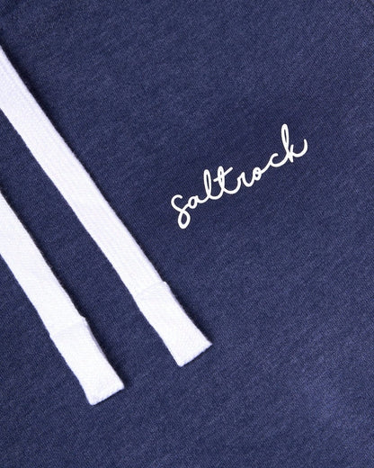 Women's Saltrock Velator pop hoodie in Dark Blue with small white raised print chest logo.