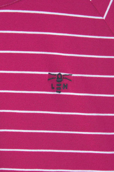 Lighthouse Womens Seashore Long Sleeve Tee - Deep Raspberry Stripe