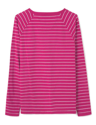 Lighthouse Womens Seashore Long Sleeve Tee - Deep Raspberry Stripe