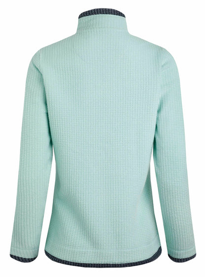 Back view of the Weird Fish Ariana fleece jacket in mint green with a stylish design