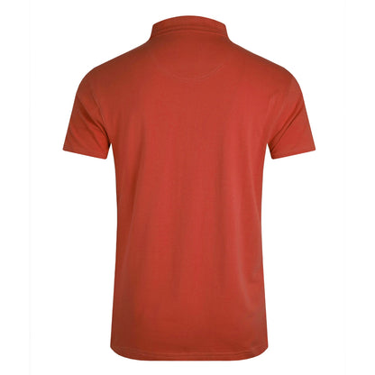 Back view of a mens short sleeve Weird Fish Miles polo shirt in Burnt Henna.