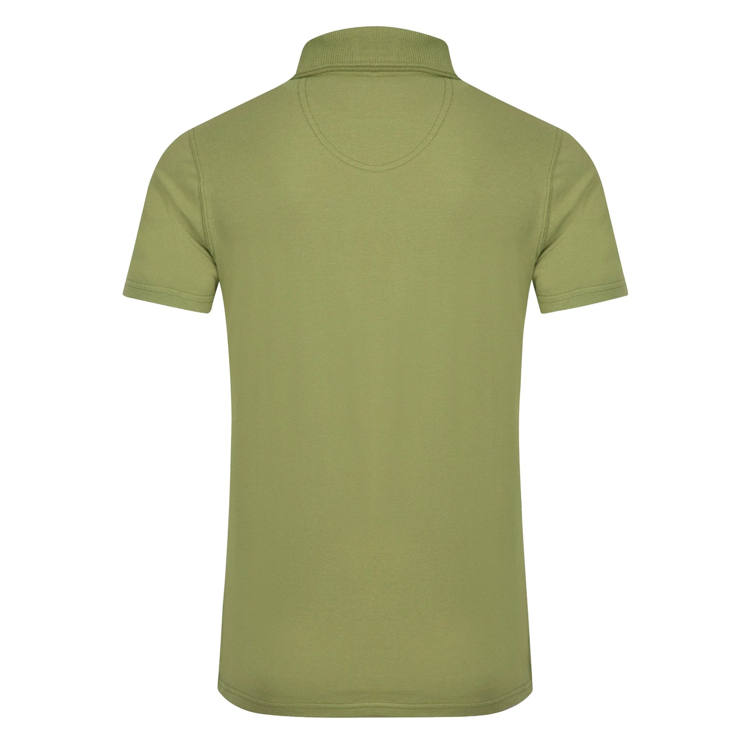 Back view of a men's Weird Fish short sleeve Miles polo shirt in Washed Oak Green.