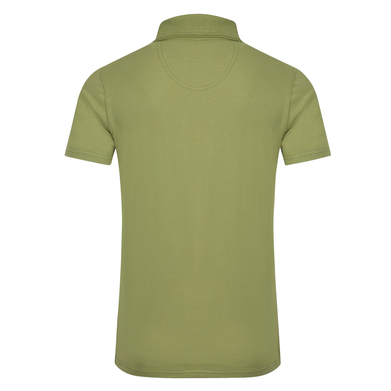 Back view of a men's Weird Fish short sleeve Miles polo shirt in Washed Oak Green.