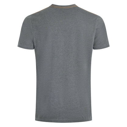 Back view of a mens Weird Fish grey Explorer t-shirt on a white background