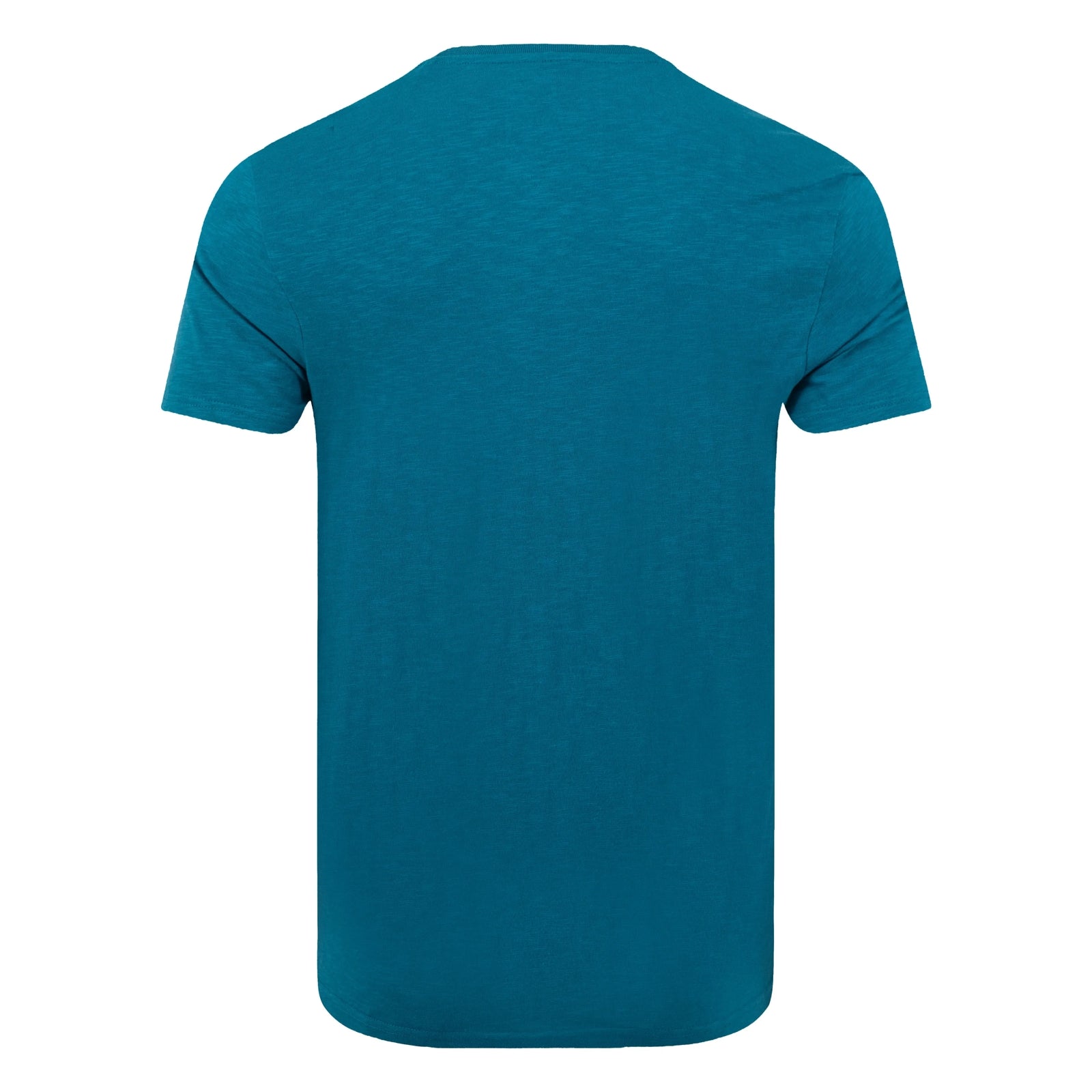 Back view of a mens Weird Fish crew neck short sleeve Fished t-shirt in Blue Teal with small logo on one side of the chest.