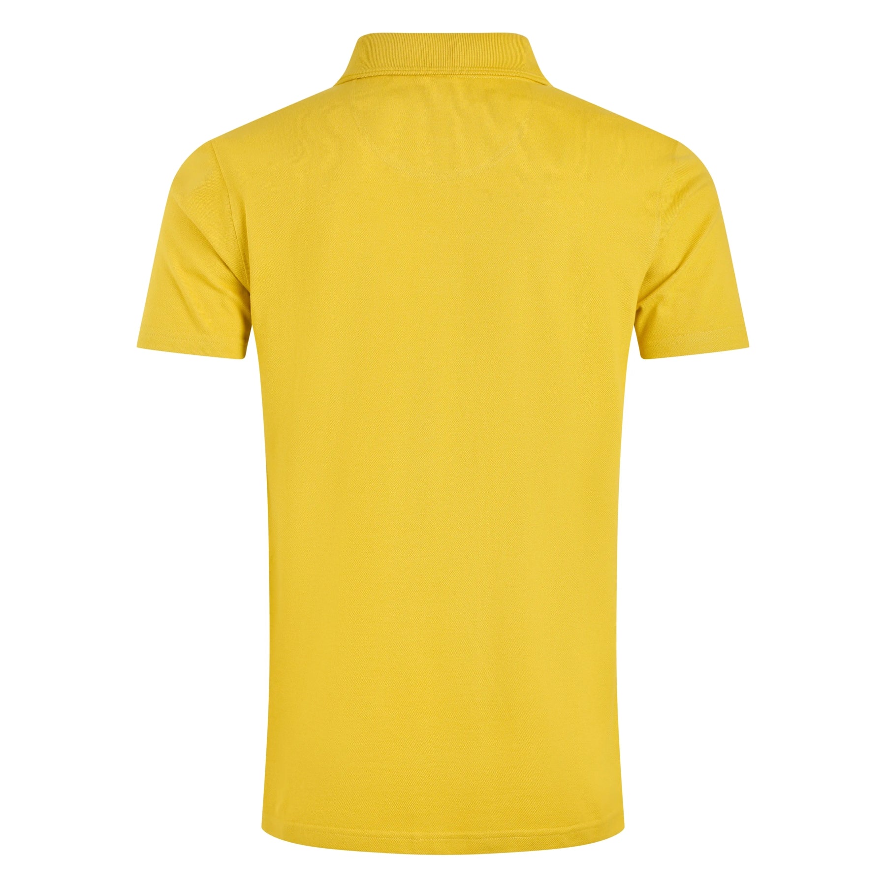 Back view of a mens Weird Fish Miles polo shirt in Antique Moss yellow on a white background