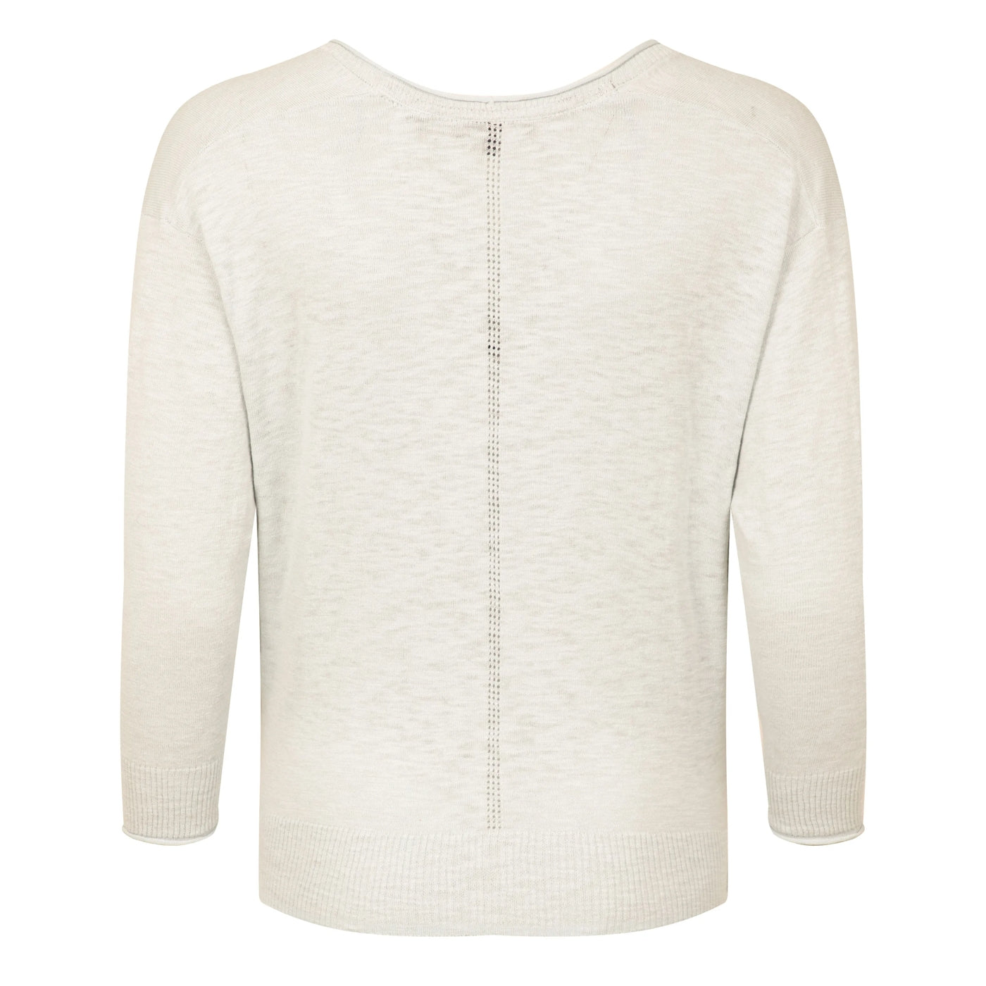 Back view of a women's Weird Fish Limon 3/4 sleeve shrug cardigan in Light Cream