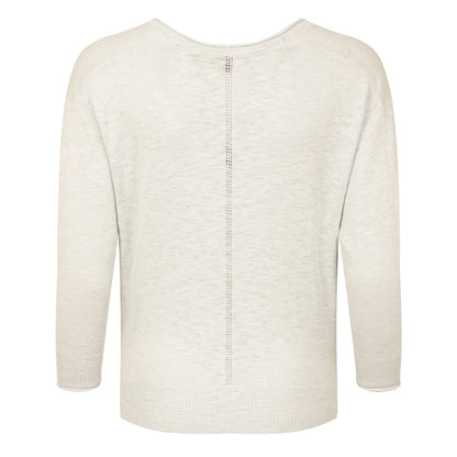 Back view of a women's Weird Fish Limon 3/4 sleeve shrug cardigan in Light Cream
