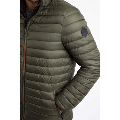 Close-up view of the pocket of a mens Weird Fish Crantock padded showerproof jacket in Anthracite 