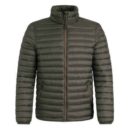 Front view of a Weird Fish Crantock padded showerproof jacket in Anthracite 
