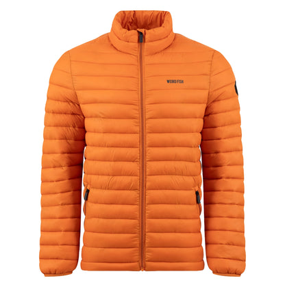 Front view of a Weird Fish Crantock padded lightweight showerproof jacket in bright Koi Orange.