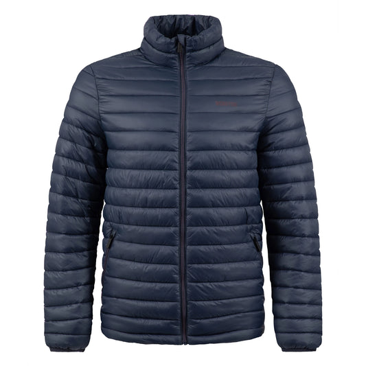 Front view of a mens Weird Fish Crantock padded jacket in navy.