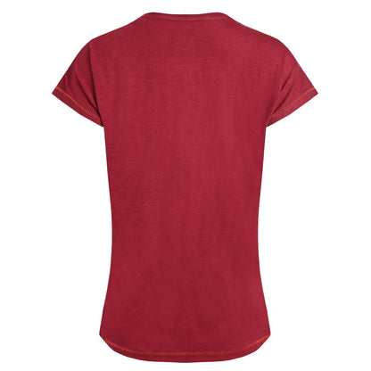 Weird Fish Womens Go Fetch Dog Print Organic Cotton Tee - Garnet Red