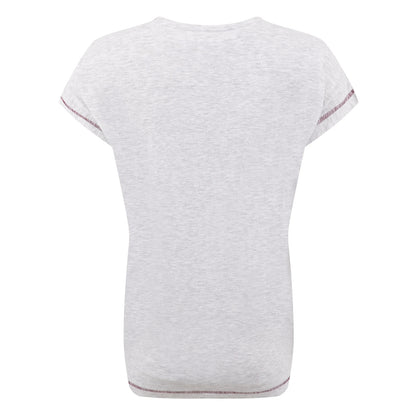 Back view of a womens Weird Fish short sleeve Koi Carp Fern print t-shirt in light grey marl.