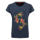 Weird Fish Womens Fern Koi Carp Print T-Shirt - Navy