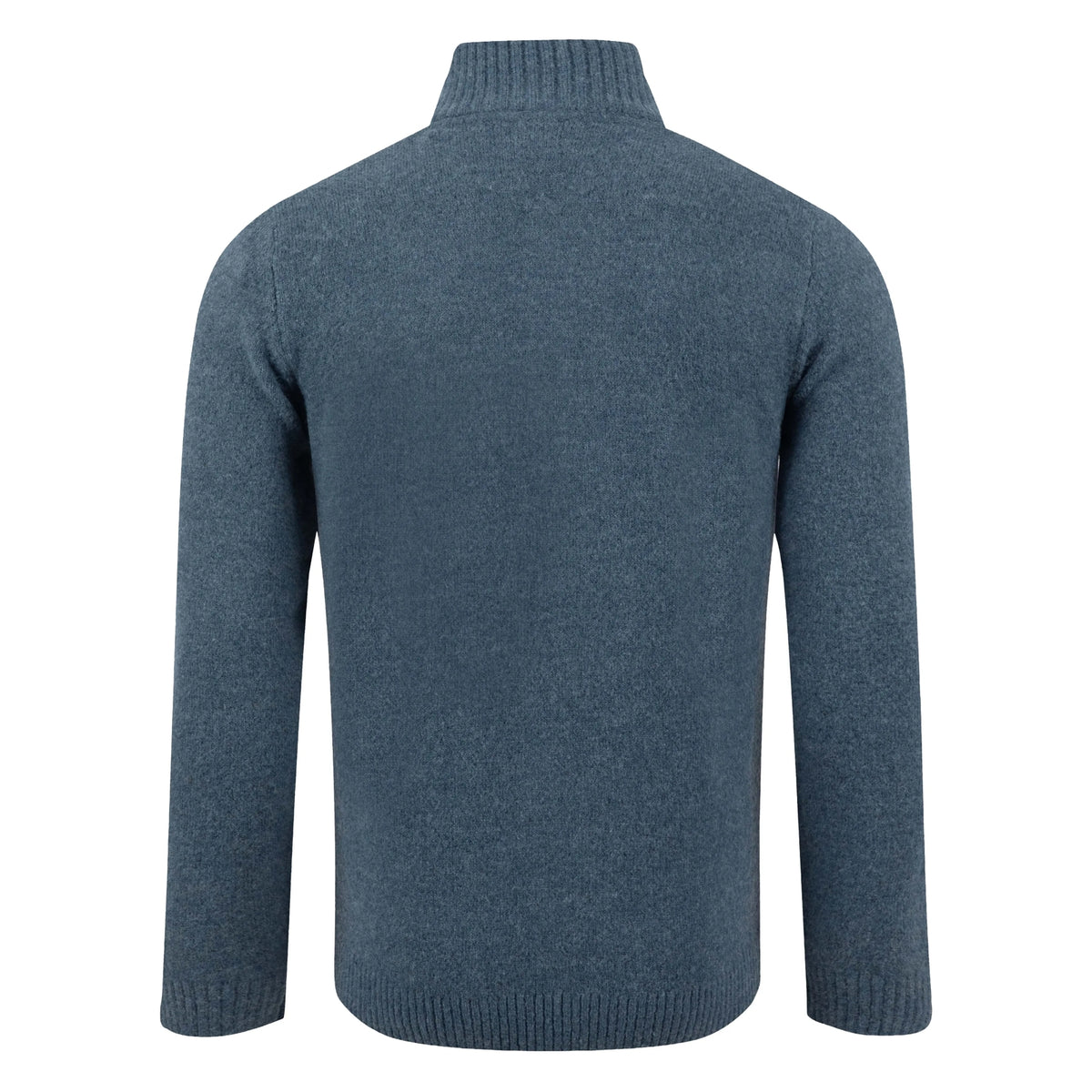Back view of a Weird Fish 1/4 zip Altwood knitted jumper in Ash Blue.