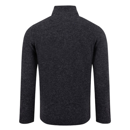Back view of a Weird Fish 1/4 zip Altwood knitted jumper in Midnight Navy.