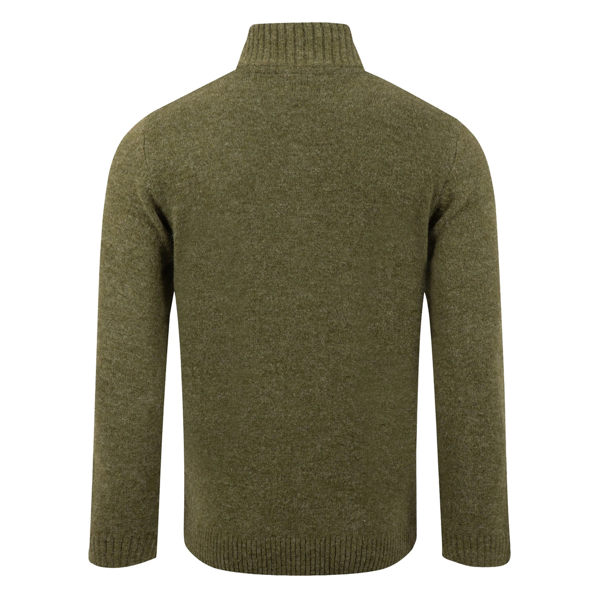 Back view of a Weird Fish 1/4 zip Altwood knitted jumper in Winter Green.