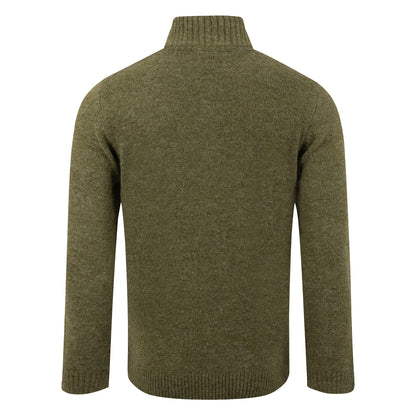 Back view of a Weird Fish 1/4 zip Altwood knitted jumper in Winter Green.