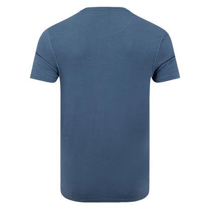 Plain back view of a mens Weird Fish 'Carp Side of the Moon' printed short sleeve t-shirt in Ensign Blue.