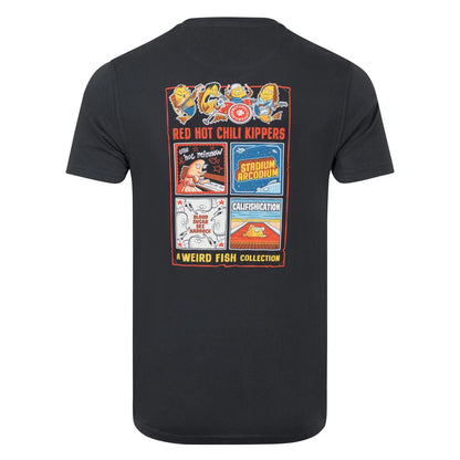 Main view of a Weird Fish mens short sleeve Chili Kippers printed t-shirt in black.