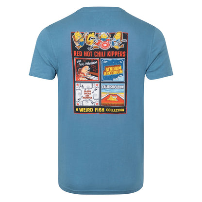 Main view of a Weird Fish mens short sleeve Chili Kippers printed t-shirt in Washed Blue.