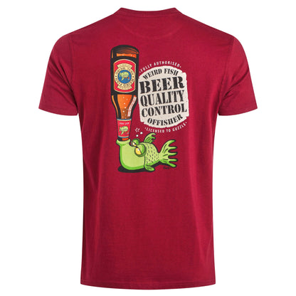 Weird Fish Mens Beer Offisher T-Shirt in Garnet Red