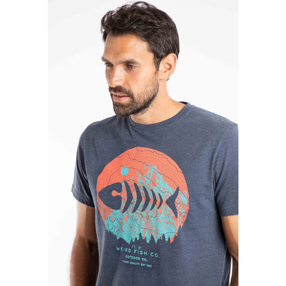 Weird Fish Mens Explorer Print T-Shirt Navy