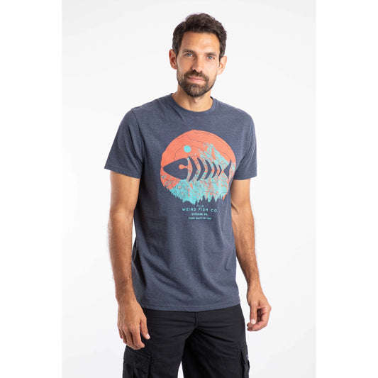 Weird Fish Mens Explorer Print T-Shirt Navy