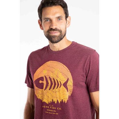Weird Fish Mens Explorer Print T-Shirt Aubergine