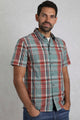 Weird Fish Mens Judd Short Sleeve Check Shirt in Mineral Blue