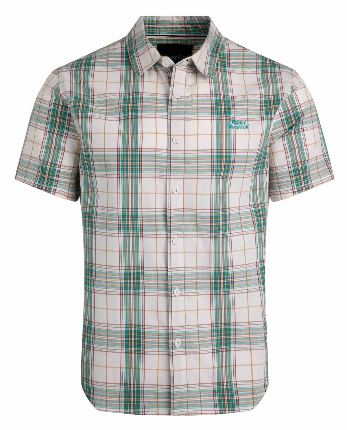 Weird Fish mens Judd check shirt Viridis Green short sleeve casual button-up shirt