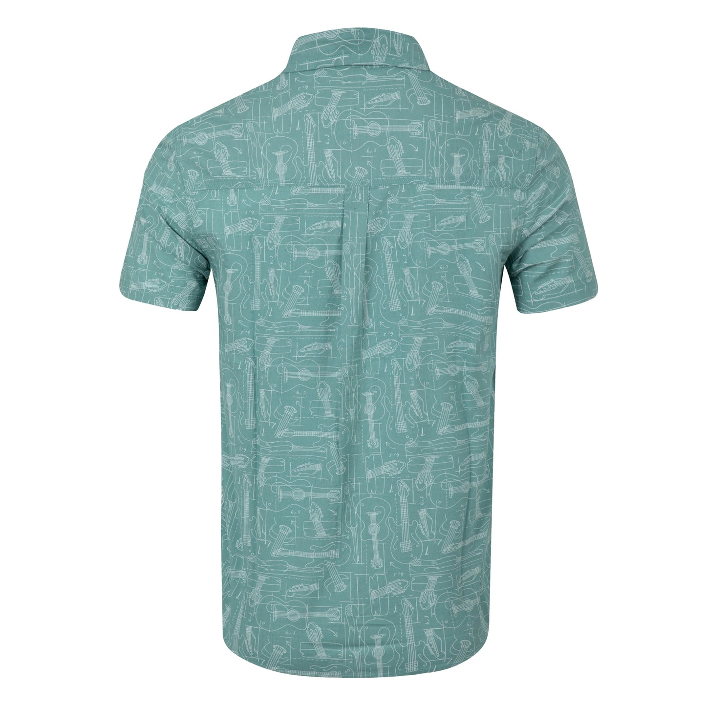 Weird Fish Mens Faraway Guitar Print Short Sleeve Shirt - Mineral Blue