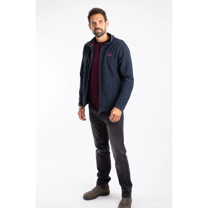 Weird Fish Mens Merrill Full Zip Textured Fleece Midnight Navy