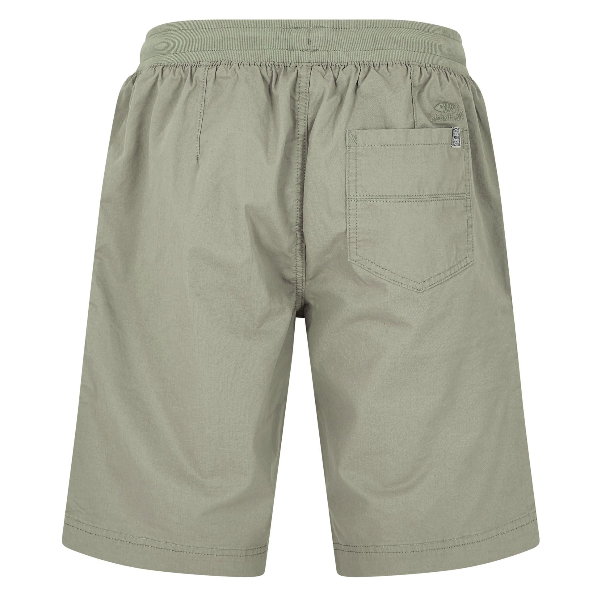 Weird Fish mens Murrisk shorts shadow in light green with elastic waistband and back pocket