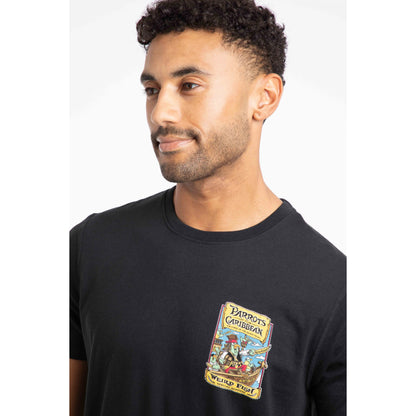 Weird Fish mens Parrots Caribbean tee in black with colourful parrot graphic on chest